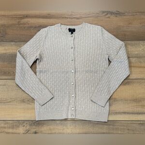 Talbots Beige Cable Knit Cardigan Sweater Medium Petite